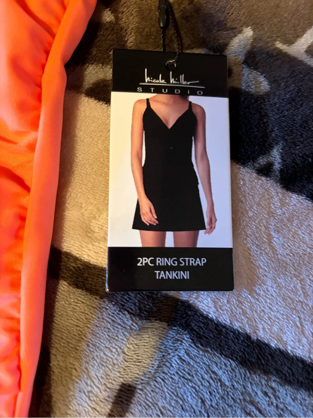 Nicole Miller Neon Orange Tankini Top with Skirt Swim Set